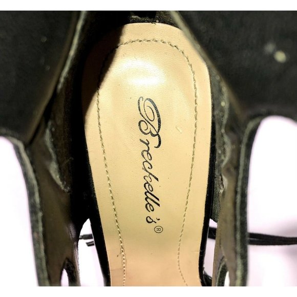 Breckelles Black Pointed Toe Lace Up Zipper Back Womens Size 8.5 Stiletto Heels - Picture 9 of 11